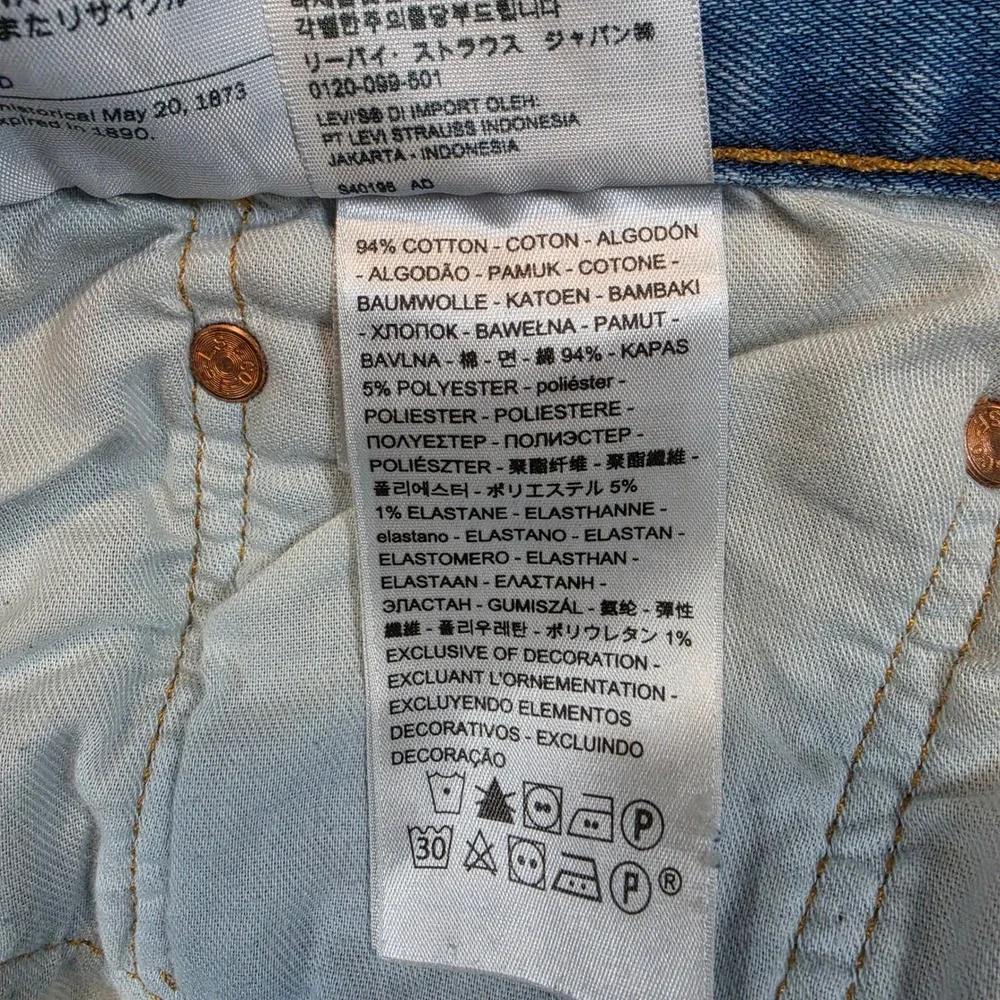 Levis 501 Button Fly Jeans Mens 42x32 Blue Straight Leg Original Fit Stretch